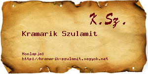 Kramarik Szulamit névjegykártya